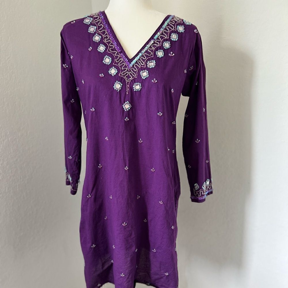 Purple Embellished tunic top 